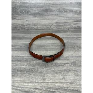 Brooks Brothers Belt 38 Mens Tan Dress Solid Leather Silver Buckle Regular USA